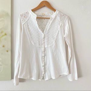 ANTHROPOLOGIE • Tiny Top Eyelet Long Sleeve